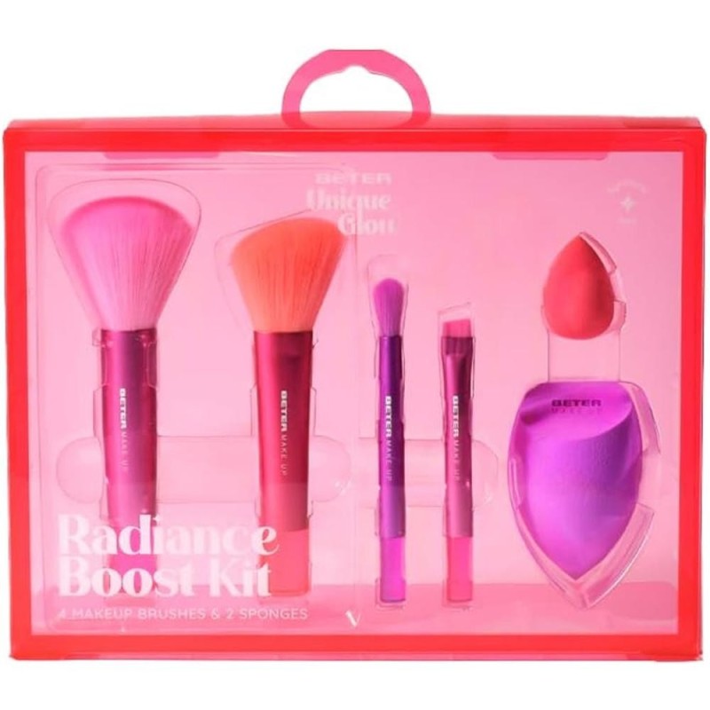 Set 2 x Pensule si Bureti pentru Machiaj Beter Radiance Boost Unique Glow, 6 Bucati
