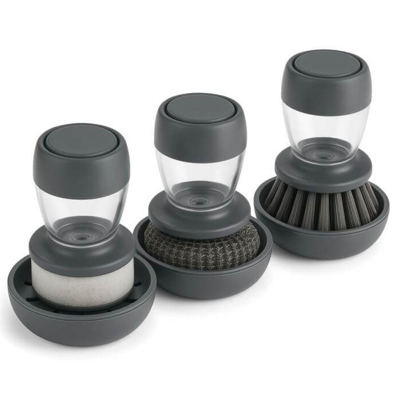 Set 2 x Perie Vase Universala cu Dozator Sapun si Suport, 3 Bucati, Newalor