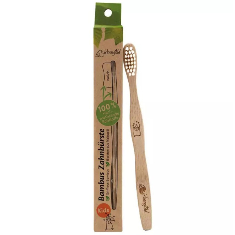 Set 2 x Periuta de Dinti din Bambus, pentru Copii, Birkengold