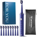 Set 2 x Periuta de Dinti Electrica JTF J40, Albastra, Inclus 8 Capete Rezerva, Cablu Reincarcare, Suport