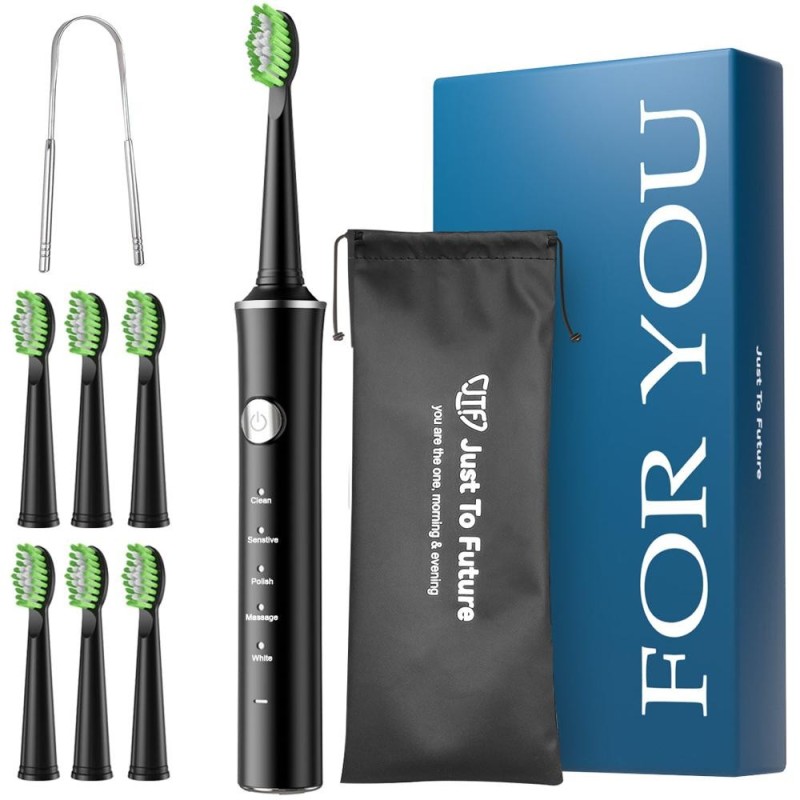 Set 2 x Periuta Dinti Electrica, JTF Sonic, Neagra, J40, 6 Capete de Periere