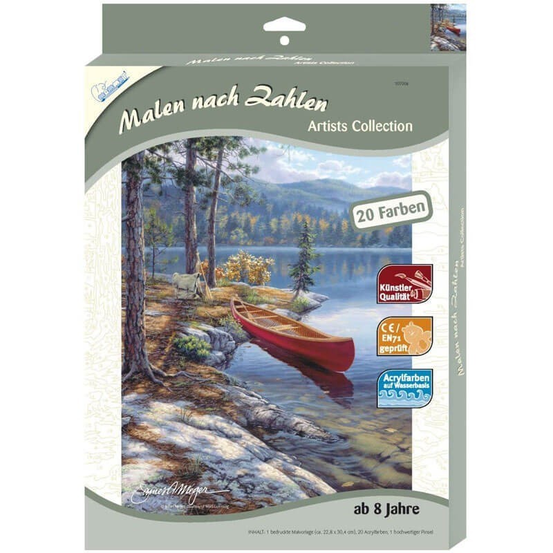 Set 2 x Pictura pe Numere Barca pe Lac, 20 Culori, 22 x 30 cm