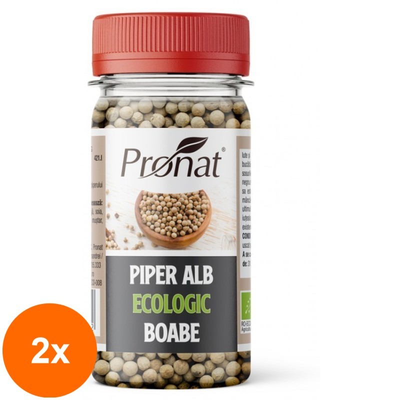 Set 2 x Piper Alb Boabe BIO, 60 g, Pronat