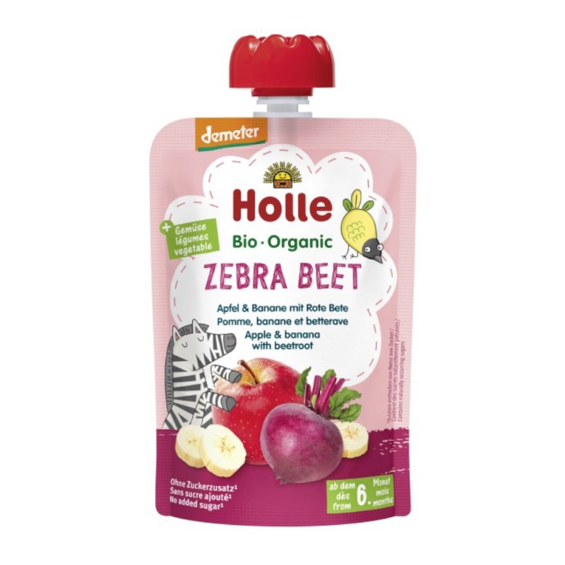 Set 2 x Piure de Mere cu Banane si Sfecla Eco, Zebra Beet, Holle Baby, 100 g