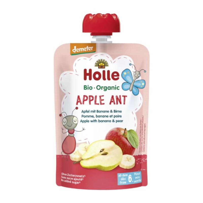 Set 2 x Piure de Mere si Banane cu Pere Eco, Apple Ant, Holle Baby, 100 g