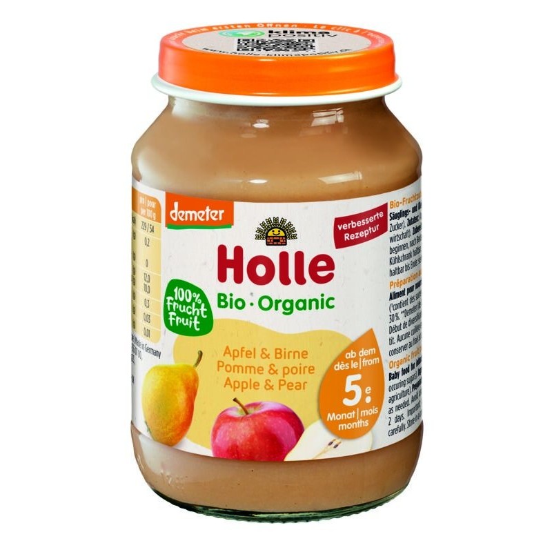 Set 2 x Piure de Mere si Pere Eco, Holle Baby, 190 g