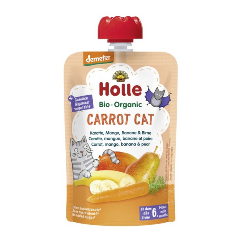 Set 2 x Piure de Morcovi cu Mango, Banane si Pere Eco, Carrot Cat, Holle Baby, 100 g