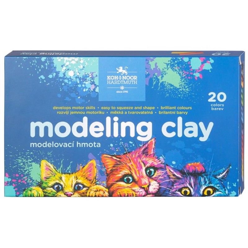 Set 2 x Plastilina Koh-I-Noor, Pisici, 20 Culori, Cutie Carton, 400 g