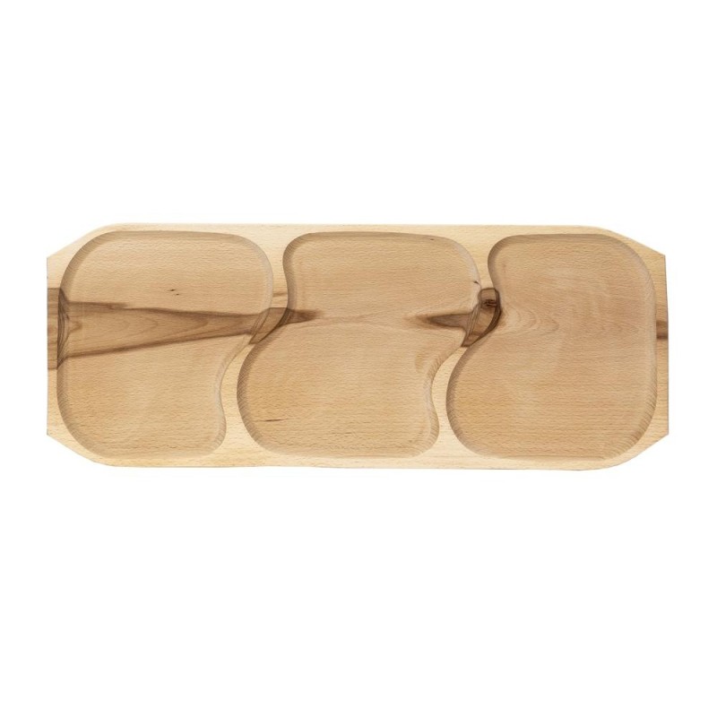 Set 2 x Platou cu 3 Compartimente, Lemn, 65 x 26 x 2.5 cm