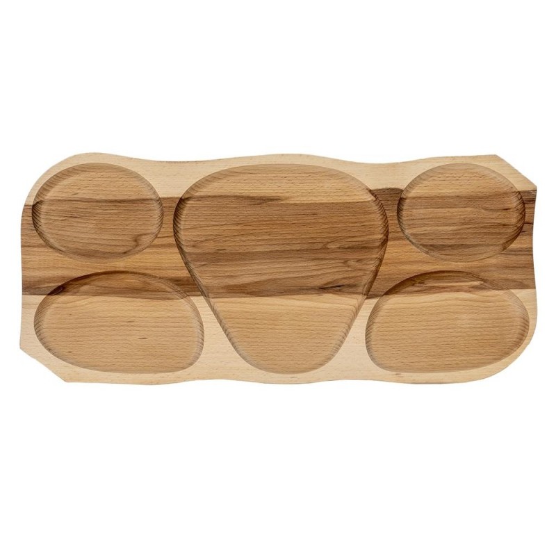 Set 2 x Platou cu 5 Compartimente, Lemn, 63 x 8 x 2.5 cm