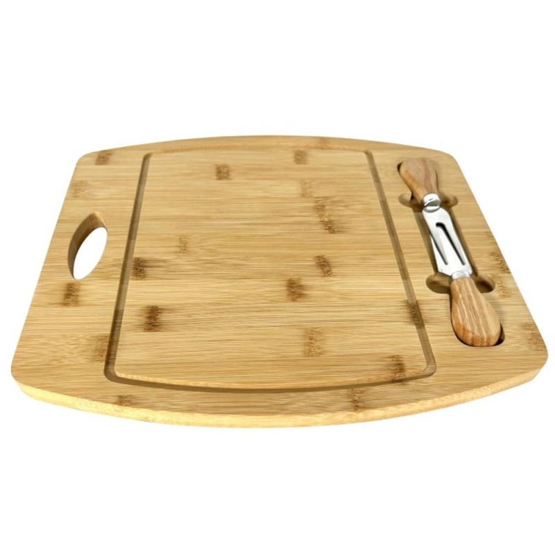 Set 2 x Platou din Bambus, cu 2 Accesorii, pentru Prezentare si Servire Branzeturi, Grunberg