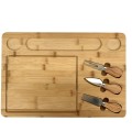 Set 2 x Platou din Bambus, cu 3 Accesorii, pentru Prezentare si Servire Branzeturi, Grunberg