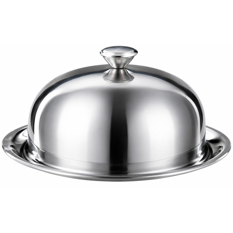 Set 2 x Platou Rotund Gravat, cu Capac, Grunberg, Inox, 24 x 12 cm