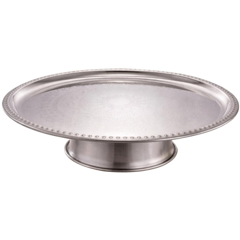 Set 2 x Platou Rotund Gravat, Inox, pentru Tort, Grunberg, 30.50 x 5.70 cm