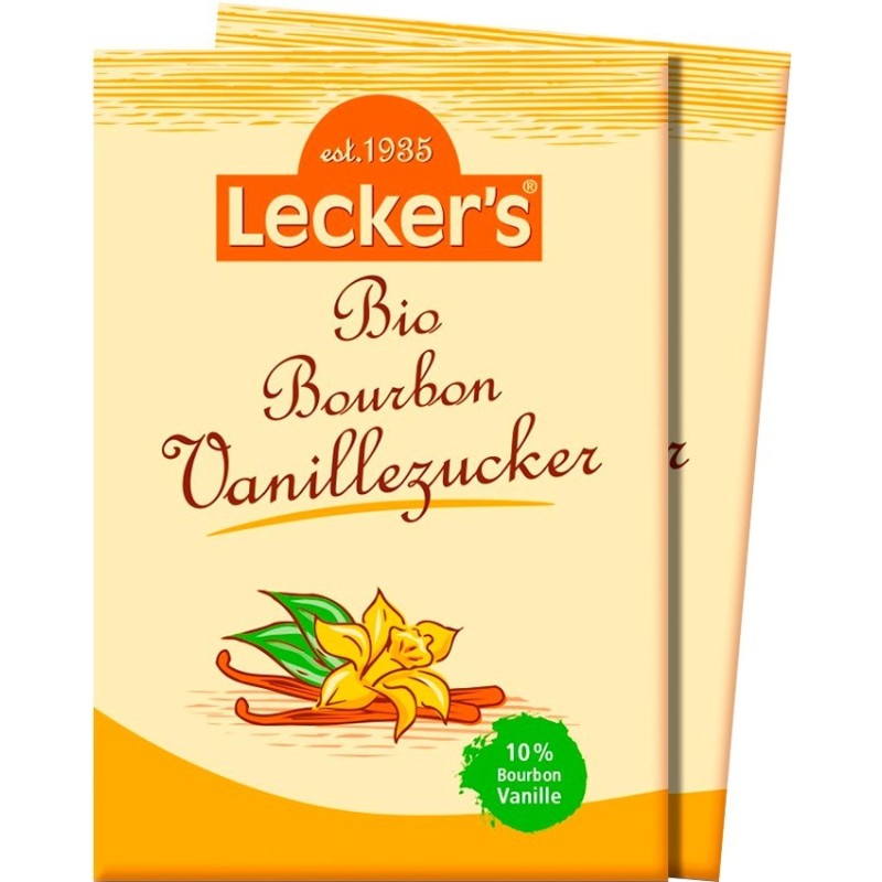 Set 2 x Pliculete Zahar Vanilat Bourbon, Bio, Lecker’s, 8 g