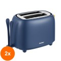Set 2 x Prajitor de Paine Comfee MT-RP2L18W2, 950W, 2 Felii, 7 Trepte de Rumenire, Albastru/Galben