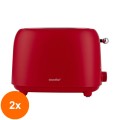 Set 2 x Prajitor de Paine Comfee MT-RP2L18WRD, 950 W, 2 Felii, 7 Trepte de Rumenire, Decongelare, Rosu
