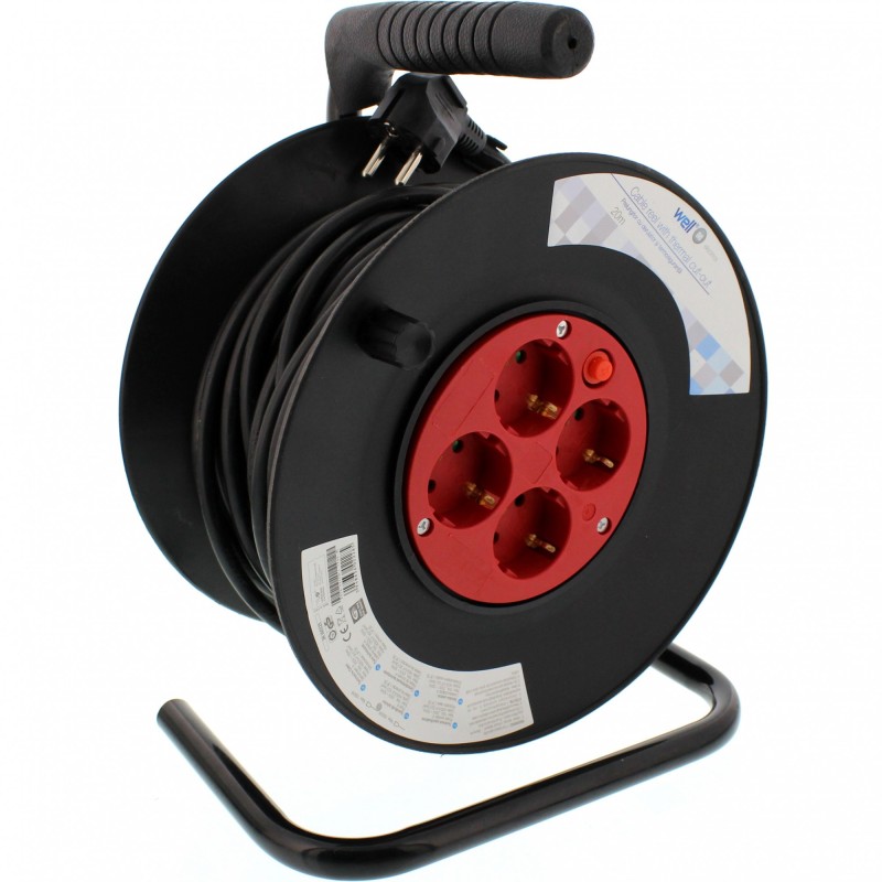 Set 2 x Prelungitor de Exterior cu Derulator, cu Termosiguranta si 4 Prize, IP20, Sectiune Cablu 3 x 1.5mm2, Lungime 20 m, Well