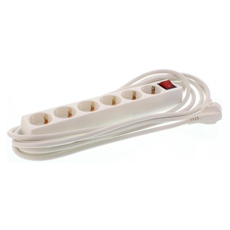 Set 2 x Prelungitor Electric cu Intrerupator, 6 Prize, Sectiune Cablu 3 x 1.5mm2, Lungime 5 m, 3500W, Well