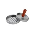 Set 2 x Presa pentru Burger din Aluminiu, 12 cm, cu Maner din Lemn, 50 Bucati Foaie Hartie, Grunberg