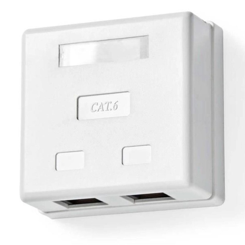 Set 2 x Priza de Perete U/TP Cat 6 2 x RJ45 Mama, Contacte aurite, Alb, Nedis