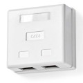Set 2 x Priza de Perete U/TP Cat 6 2 x RJ45 Mama, Contacte aurite, Alb, Nedis