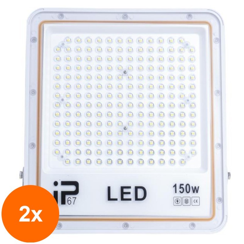 Set 2 x Proiector Led, IP 67, 150 W, 220 V, Corp Aluminiu, Alb, Z-tools