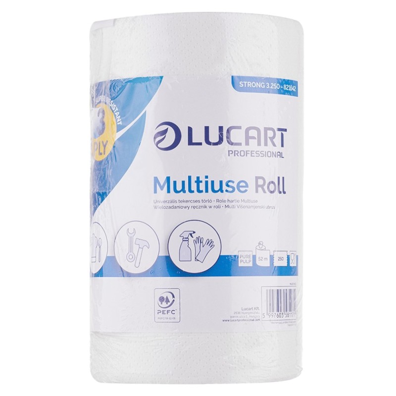 Set 2 x Prosoape de Hartie Biodegradabile Compostabile Albe, 3 Straturi, 250 Foi, Lucart