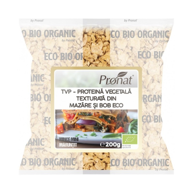 Set 2 x Proteina Vegetala Texturata din Mazare si Bob Bio, Maruntit, 200 g