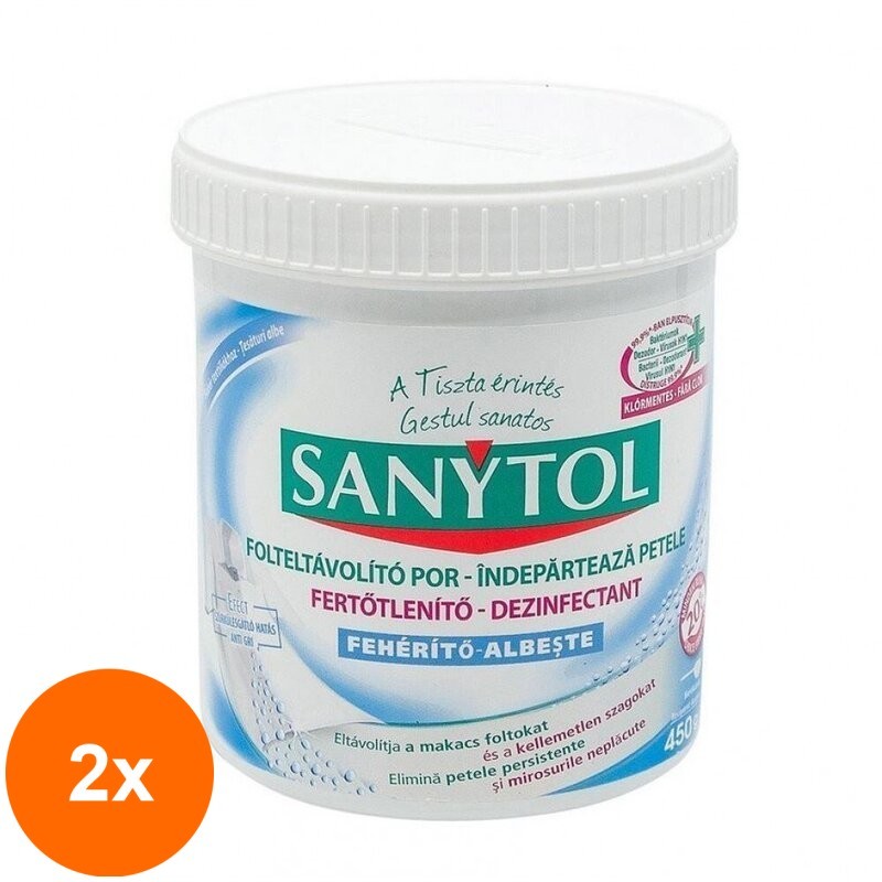 Set 2 x Pudra Dezinfectanta pentru Rufe Albe Sanytol 450 G