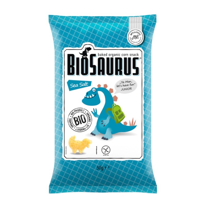 Set 2 x Pufuleti din Porumb si Sare de Mare fara Gluten Eco, Biosaurus, 50 g