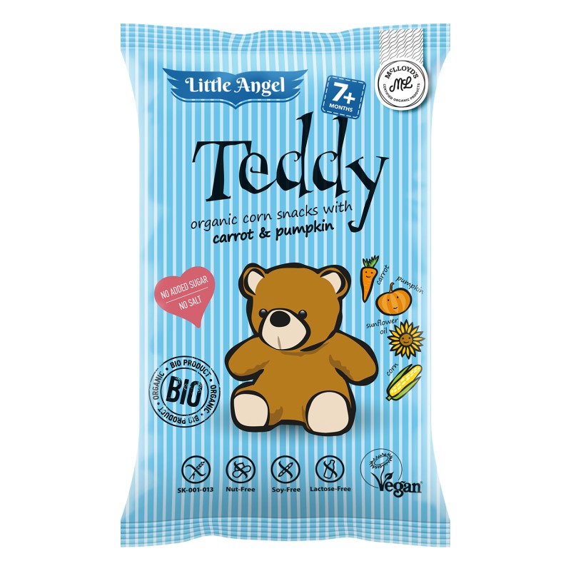 Set 2 x Pufuleti Eco cu Dovleac si Morcov, Teddy, Little Angel, 30 g