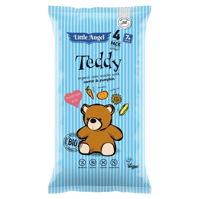 Set 2 x Pufuleti Eco cu Dovleac si Morcov, Teddy, Little Angel, 4 x 15 g