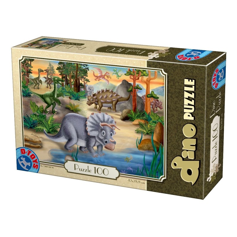 Set 2 x Puzzle 100 Piese, D-Toys, Dinozauri