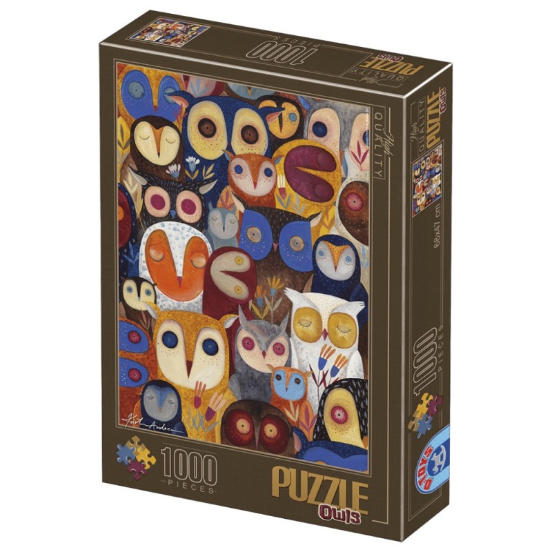 Set 2 x Puzzle 1000 Piese D-Toys, Bufnite de Kurti Andrea