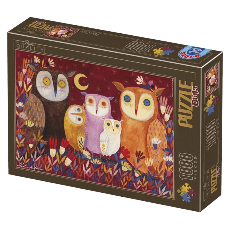 Set 2 x Puzzle 1000 Piese D-Toys, Familie de Bufnite de Kurti Andrea