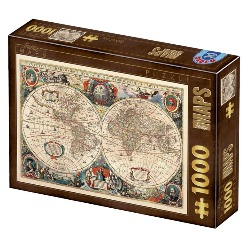 Set 2 x Puzzle 1000 Piese D-Toys, Postere de Epoca, Harta de Epoca