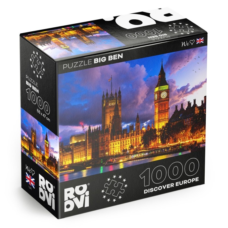 Set 2 x Puzzle 1000 Piese Roovi, Big Ben si Parlamentul, Marea Britanie