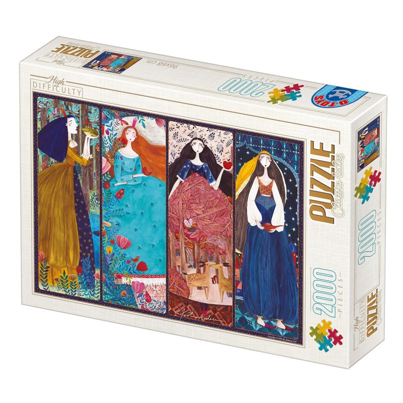 Set 2 x Puzzle 2000 Piese D-Toys, Printesa si Broasca, Frumoasa din Padurea Adormita, Alba ca Zapada, Noptile Arabe