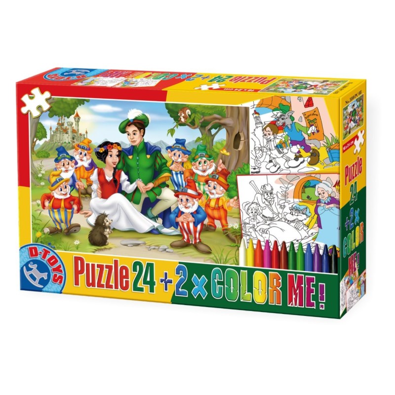 Set 2 x Puzzle 24 Piese, D-Toys, Color Me, Alba ca Zapada