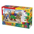 Set 2 x Puzzle 24 Piese, D-Toys, Pinocchio si 2 Planse de Colorat, Hansel si Gretel si Scufita Rosie