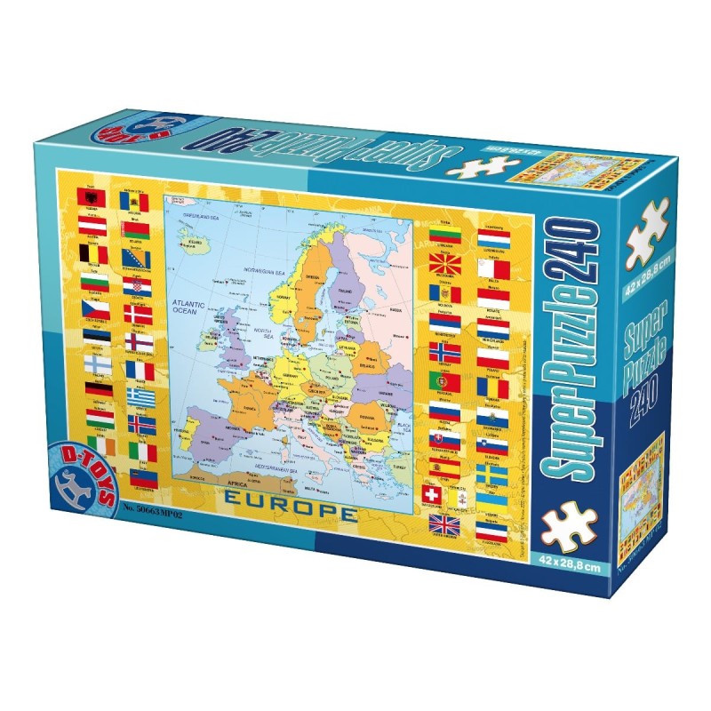 Set 2 x Puzzle 240 Piese, D-Toys, Harta Europei