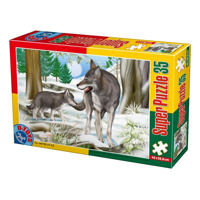 Set 2 x Puzzle 35 Piese, D-Toys, Animale Salbatice, Lupi