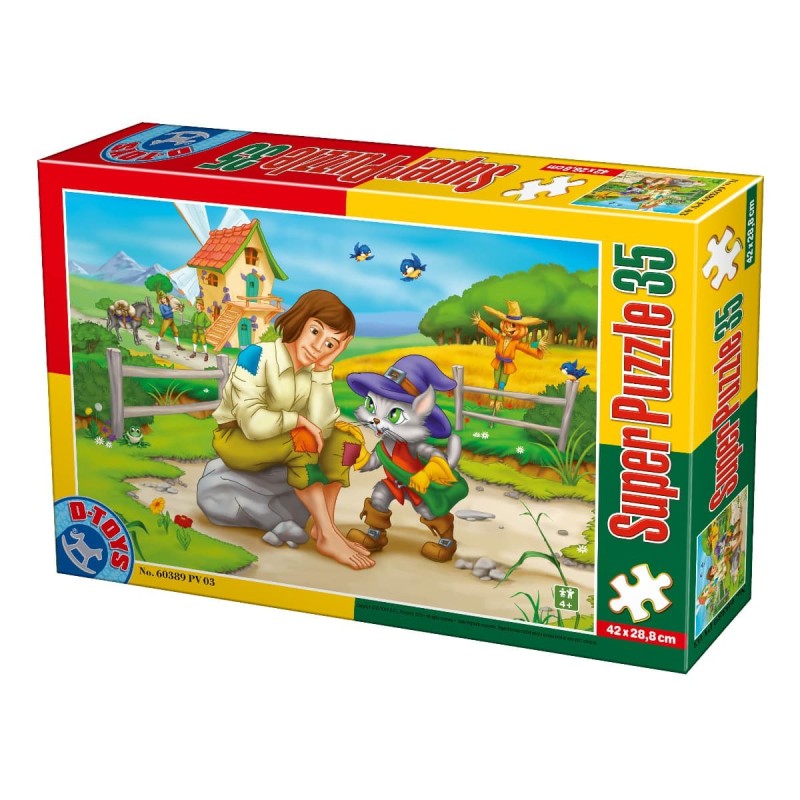 Set 2 x Puzzle 35 Piese, D-Toys, Motanul Incaltat