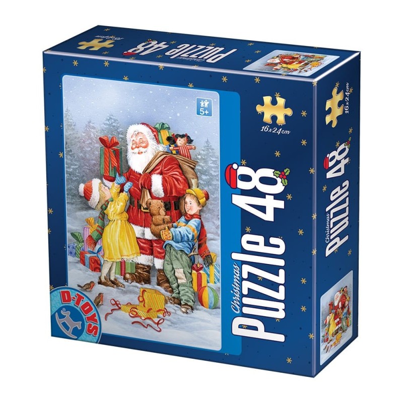 Set 2 x Puzzle 48 Piese, D-Toys, Craciun, Albastru