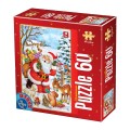 Set 2 x Puzzle 60 piese, D-Toys, Mos Craciun, cu Jucarii si Animalute