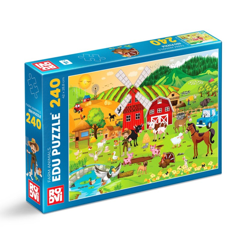 Set 2 x Puzzle Educational 240 Piese, Roovi, Animale la Ferma