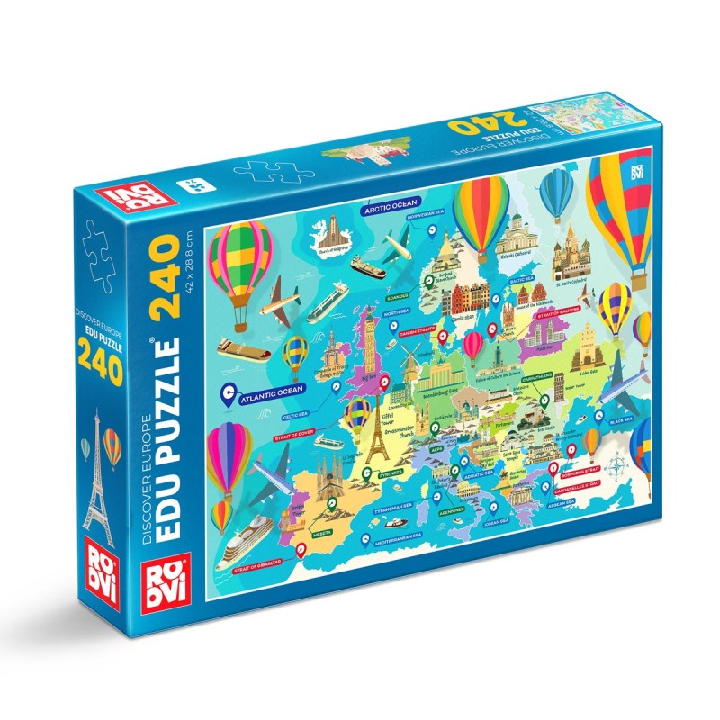 Set 2 x Puzzle Educational 240 Piese, Roovi, Descopera Europa