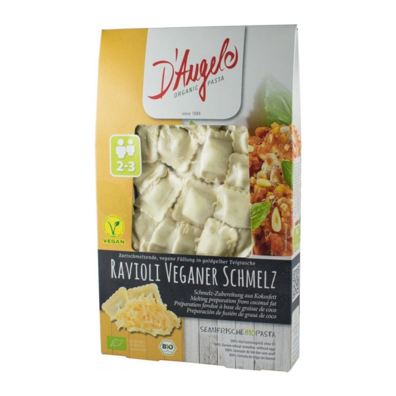 Set 2 x Ravioli Bio cu Branza Fondanta Vegana, D'angelo Pasta, 250 g