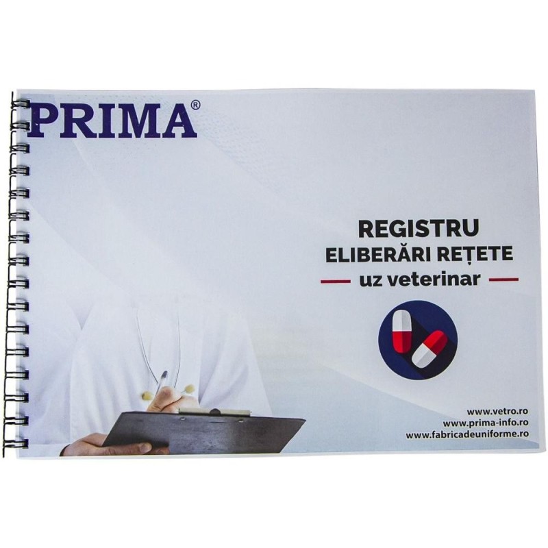 Set 2 x Registru Eliberari Retete, Prima, Uz Veterinar, A4, 50 File